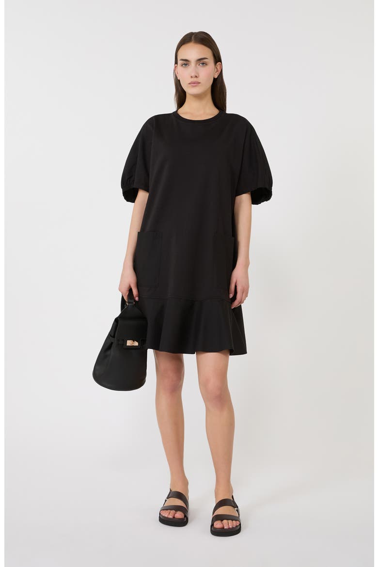 Crewneck T-Shirt Dress, Alternate, color, BLACK
