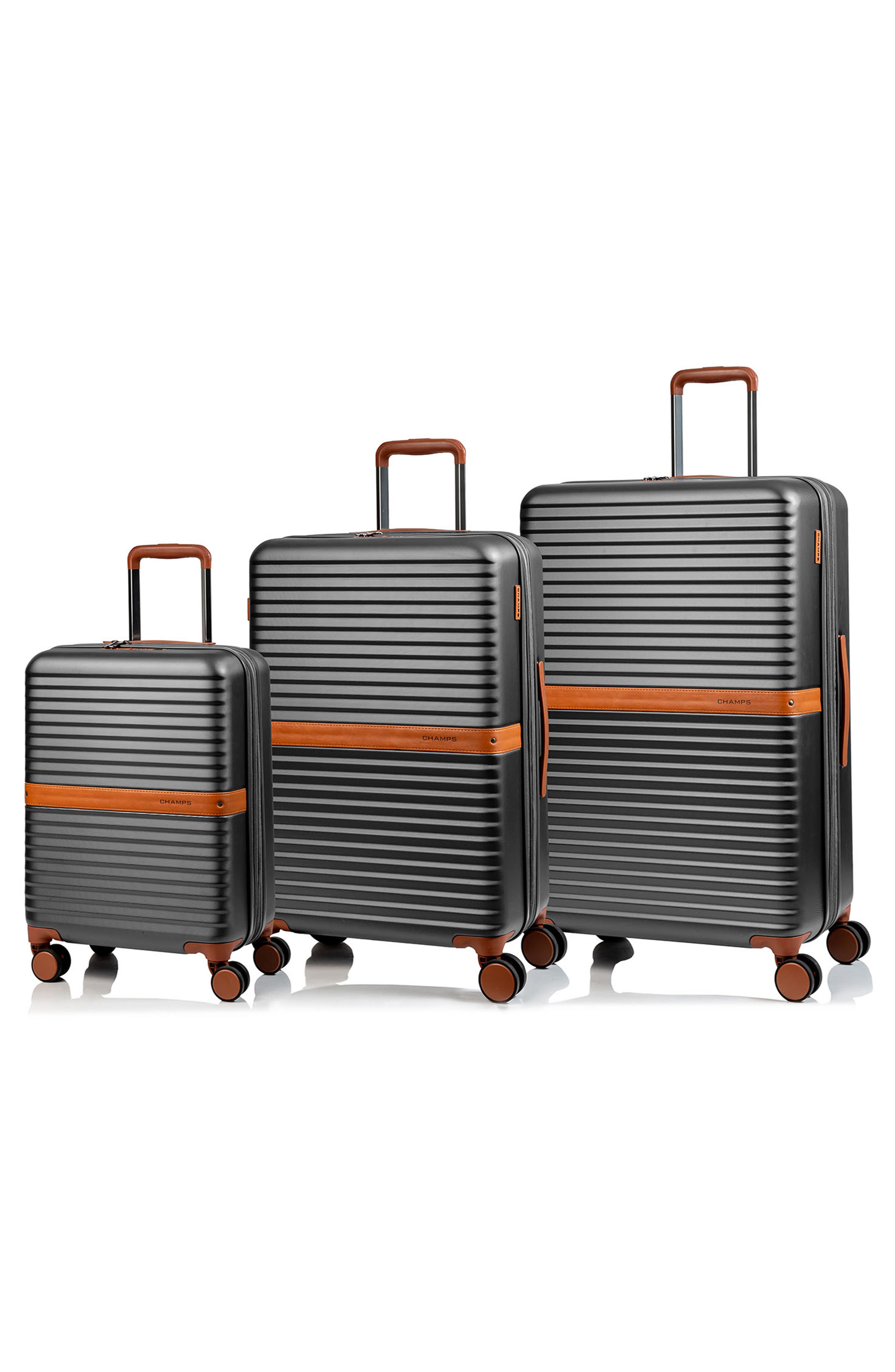 CHAMPS Vintage II 3-Piece Wheeled Luggage Set, Alternate, color, Dark Grey