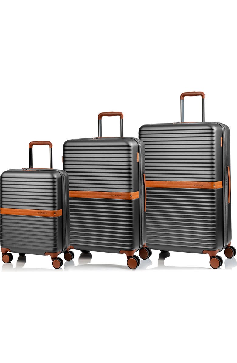 CHAMPS Vintage II 3-Piece Wheeled Luggage Set, Alternate, color, Dark Grey