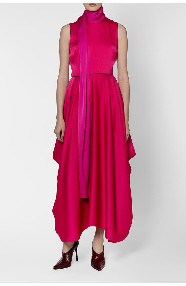Roksanda Aela Textured Satin Maxi Dress, Alternate, color, Taffy / Ultra Pink