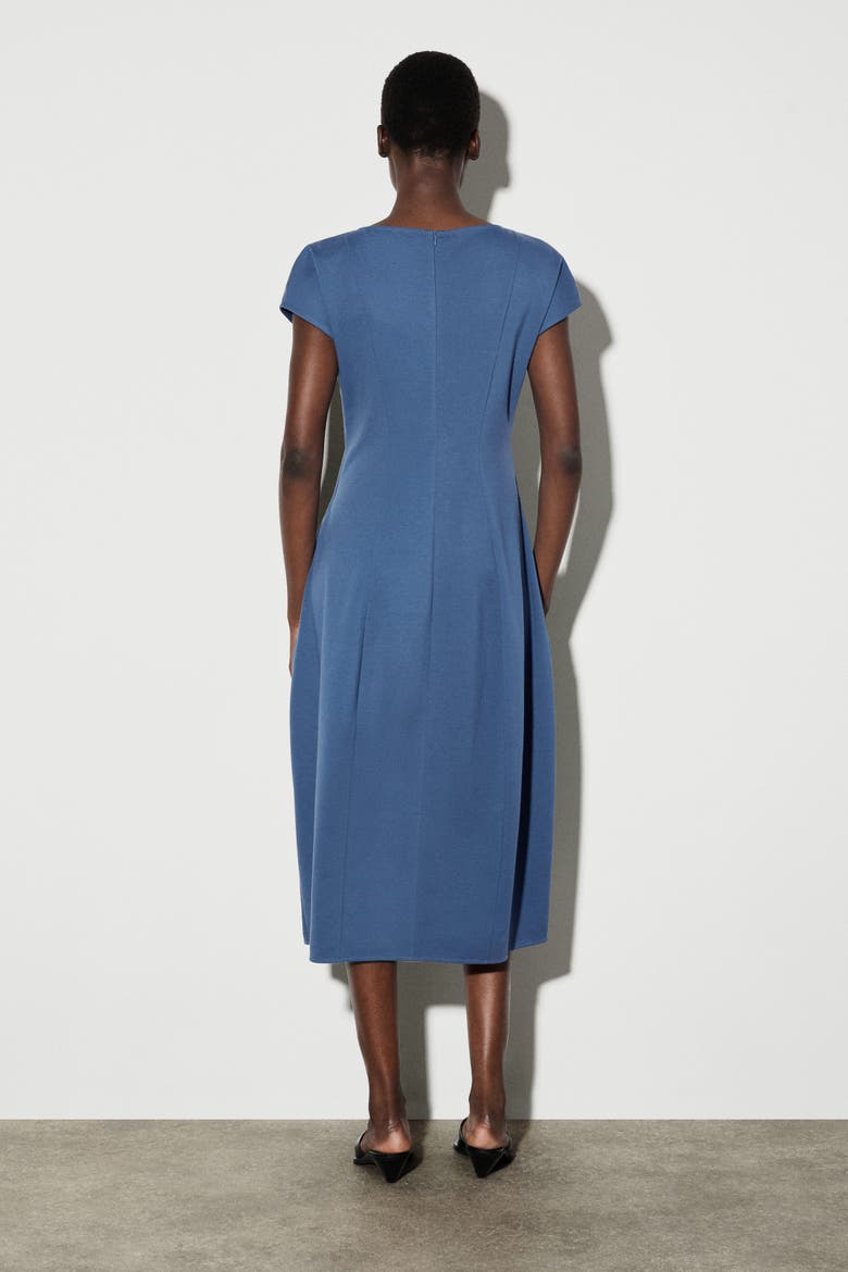 Sculptural Jersey Midi Dress, Alternate, color, BLUE