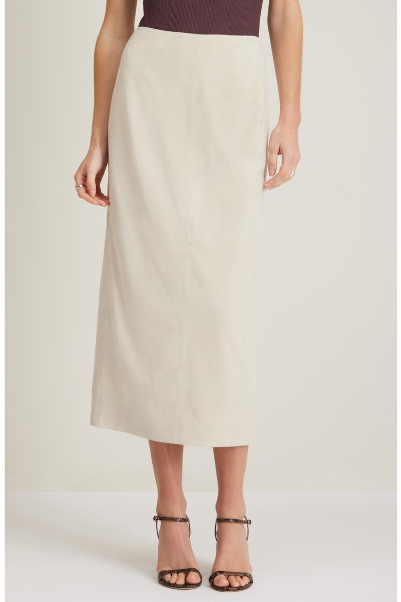 Suede Midi Skirt, Main, color, BEIGE OATMEAL