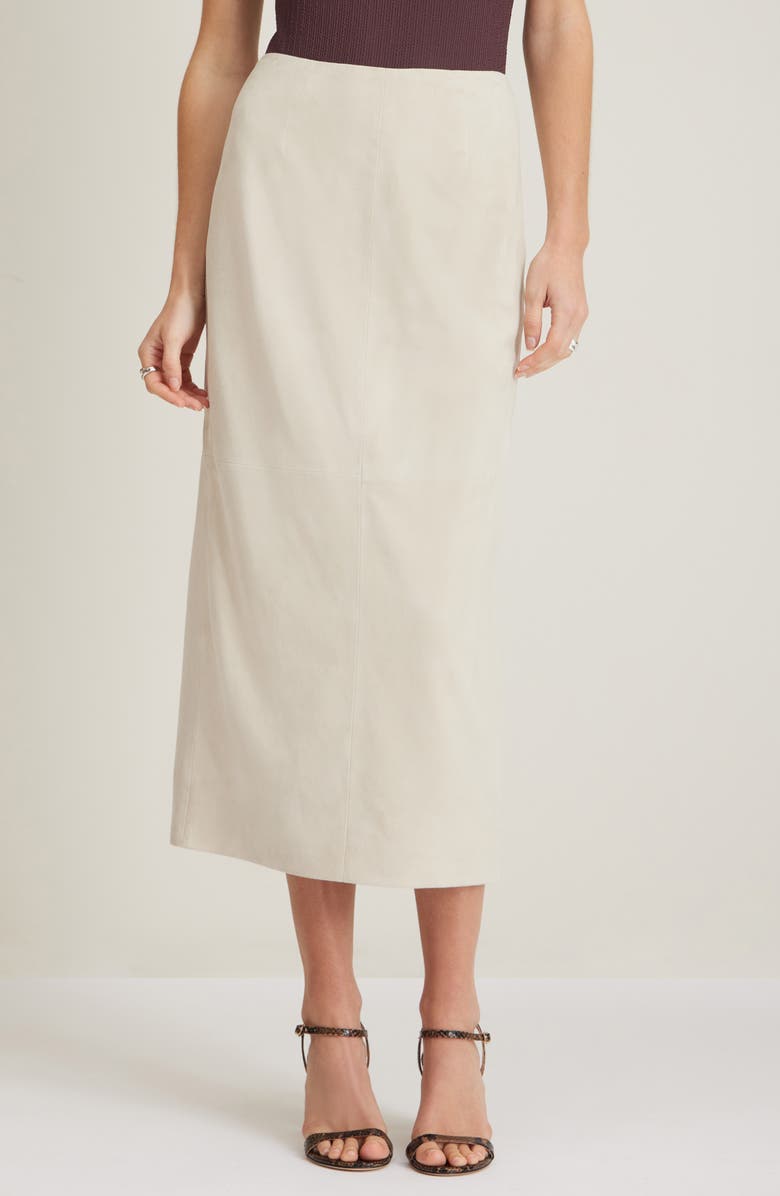 Nordstrom Suede Midi Skirt, Main, color, Beige Oatmeal