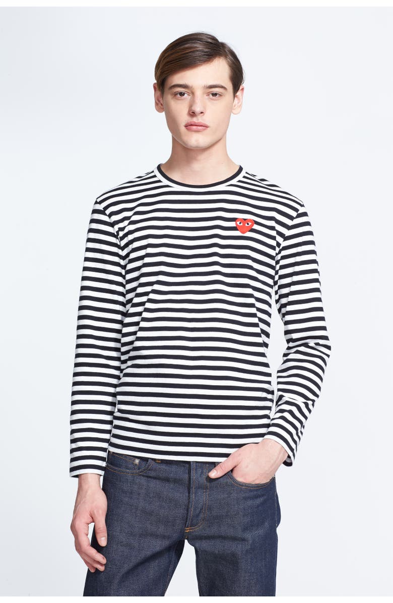 Comme des Garçons PLAY Stripe Long Sleeve T-Shirt, Main, color,