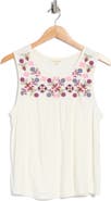 Lucky Brand Embroidered Yoke Tank Top