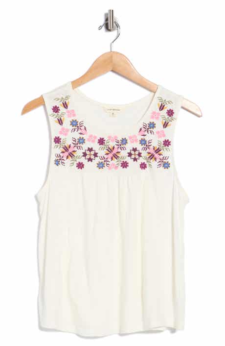 Lucky Brand Embroidered Yoke Tank Top