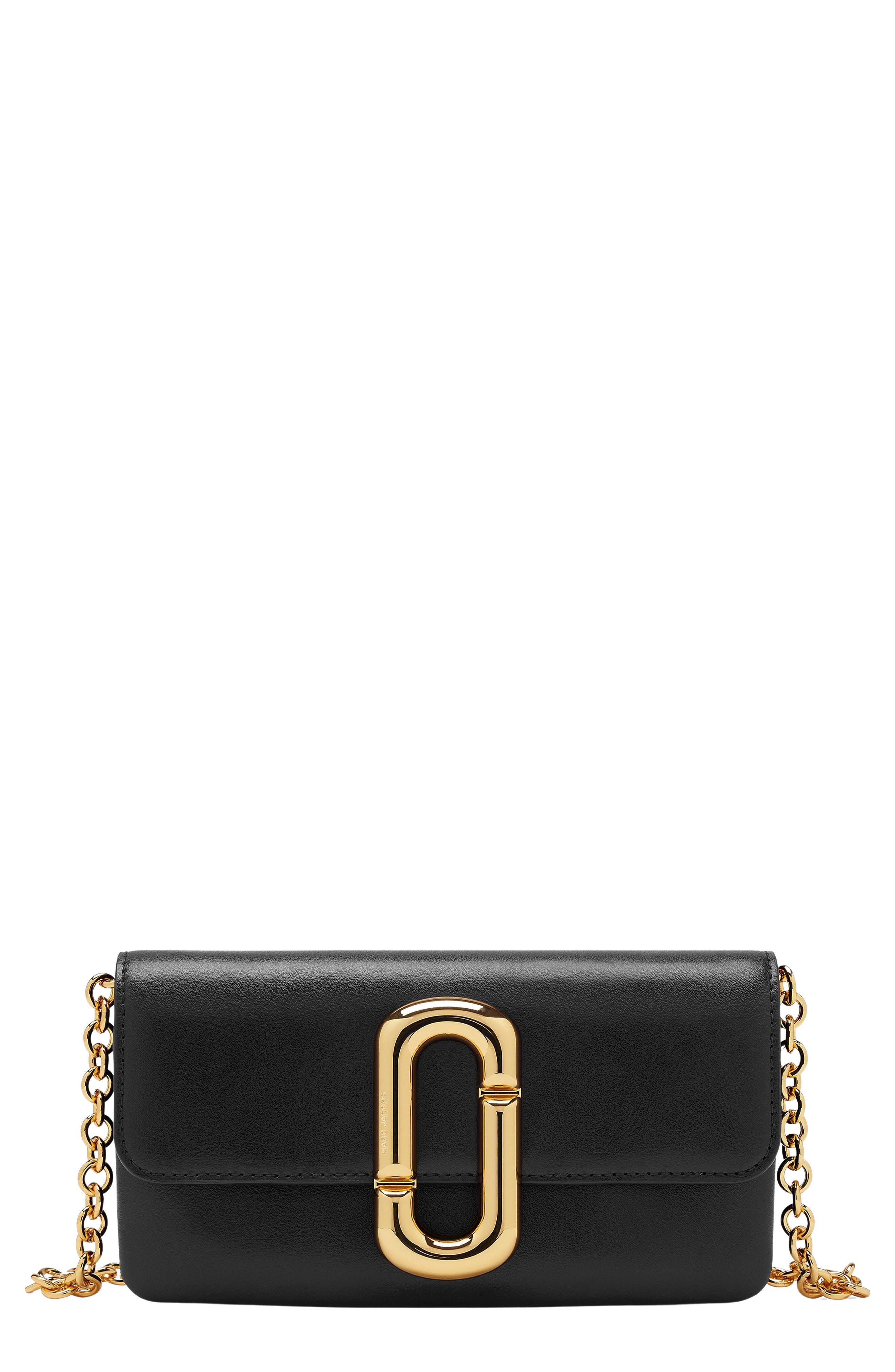 Scene Leather Wallet on Chain, Main, color, BLACK