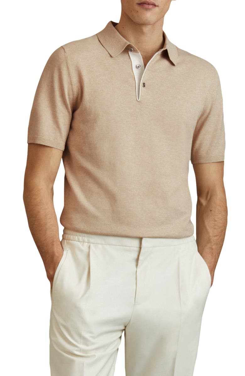 Reiss Finch Heathered Polo Sweater, Main, color, 