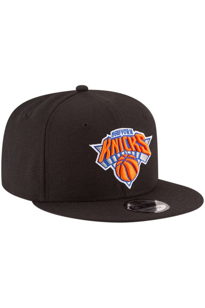 Men's New Era Black New York Knicks Official Team Color 9FIFTY Snapback Hat, Alternate, color, Black