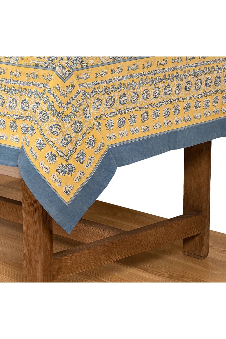 La Mer Tablecloth, Alternate, color, Blue/Yellow 71" x 106"