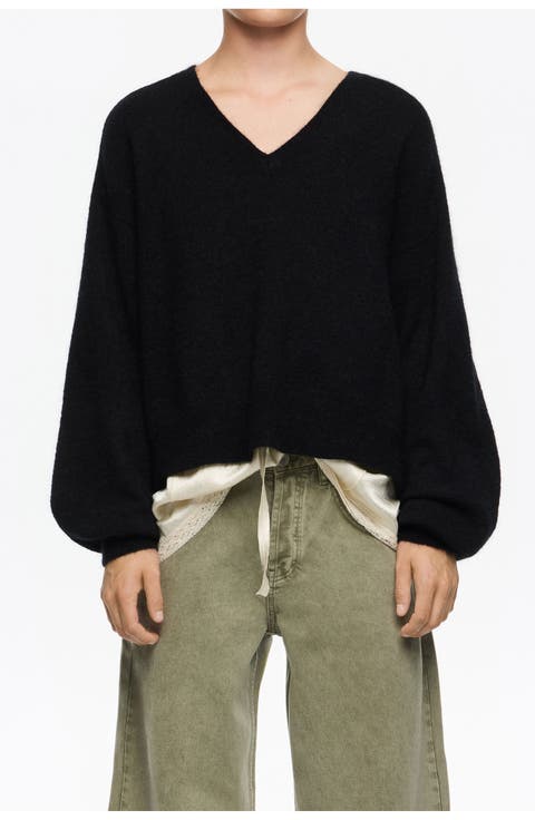 Mohair V-neck sweater