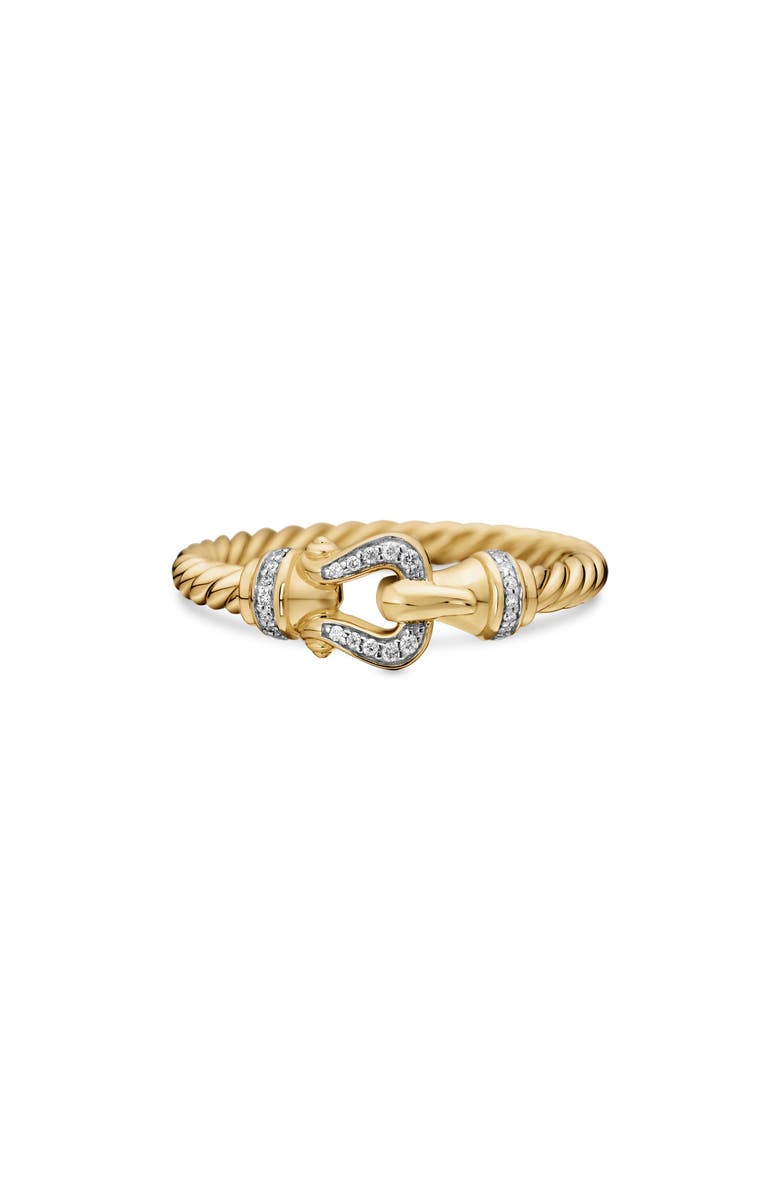 David Yurman Petite Buckle Ring with Diamonds, Main, color, Diamond/ Yellow Gold