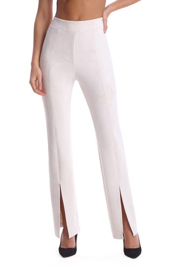Commando Women's Faux Suede Split Front Pant In Bone In Bone