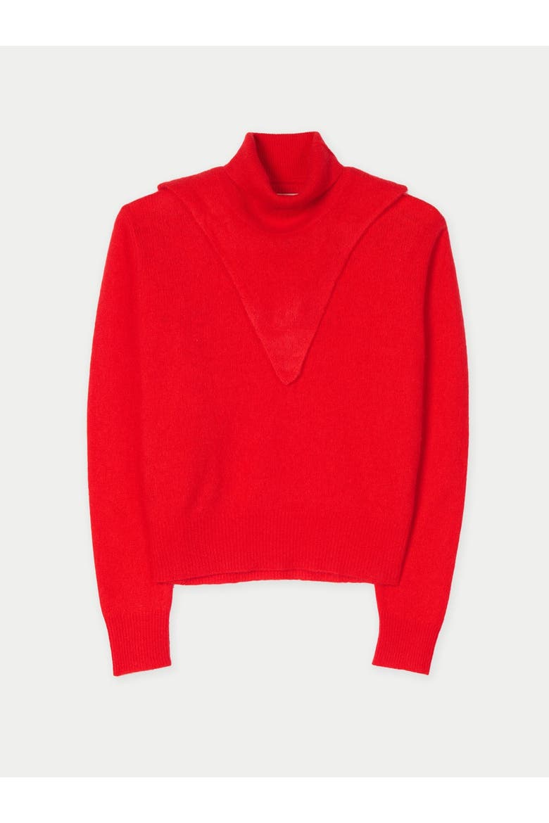 Dual-Collar Cashmere Sweater, Main, color, fiery red