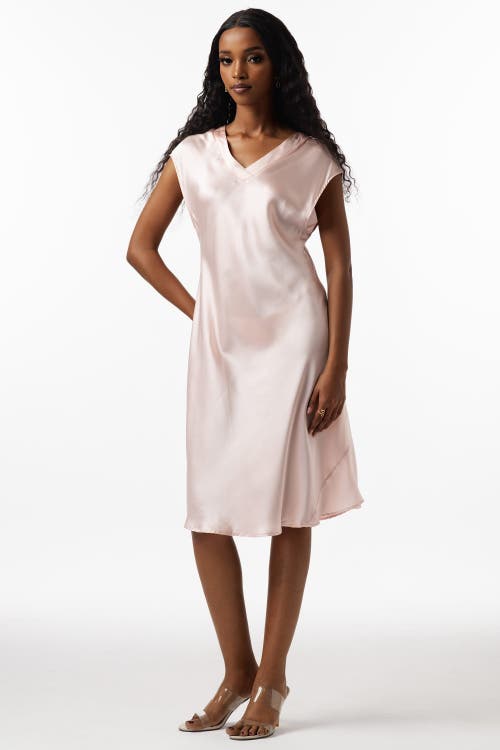 Silksilky V-neck Short Sleeve Silk Sleep Dress