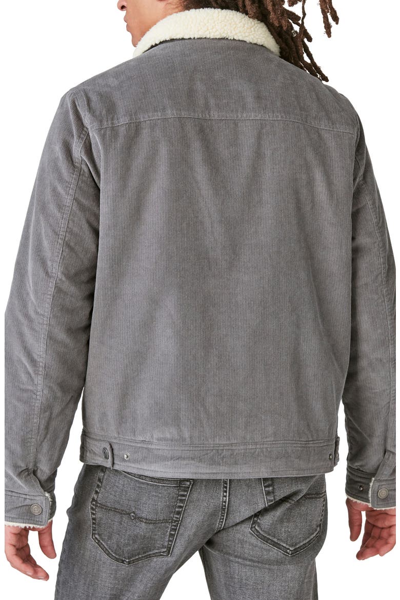 Faux Shearling Lined Corduroy Trucker Jacket, Alternate, color, GREY