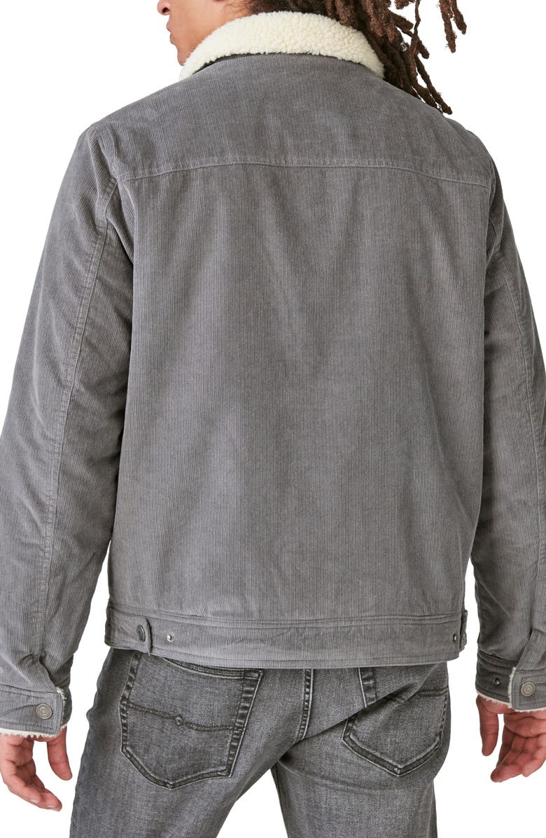 Lucky Brand Faux Shearling Lined Corduroy Trucker Jacket, Alternate, color, 