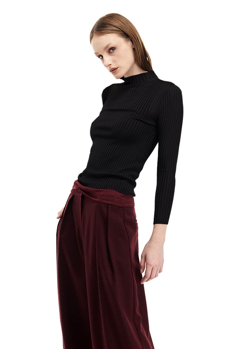 Mother of All Elena Turtleneck Knit Top, Main, color, Black
