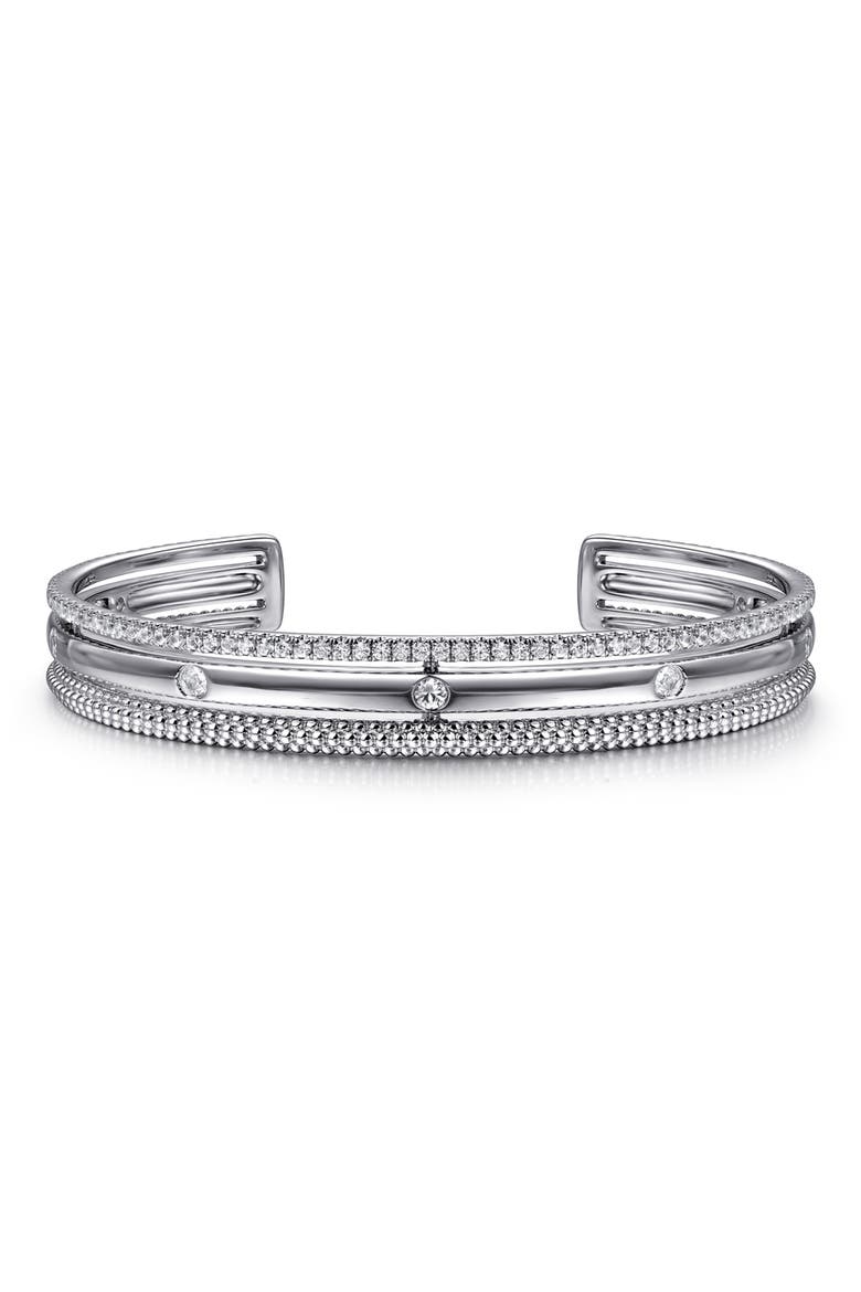 Bujukan White Sapphire Multi Row Cuff Bracelet, Main, color, STERLING SILVER