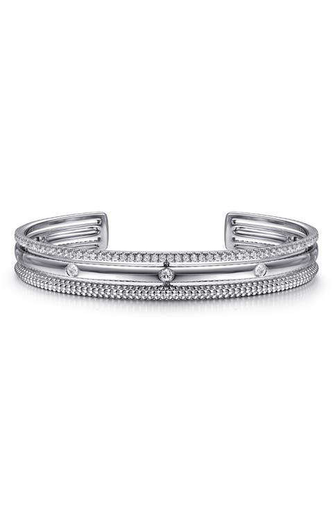 Bujukan White Sapphire Multi Row Cuff Bracelet