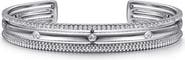 Gabriel & Co. Bujukan White Sapphire Multi Row Cuff Bracelet