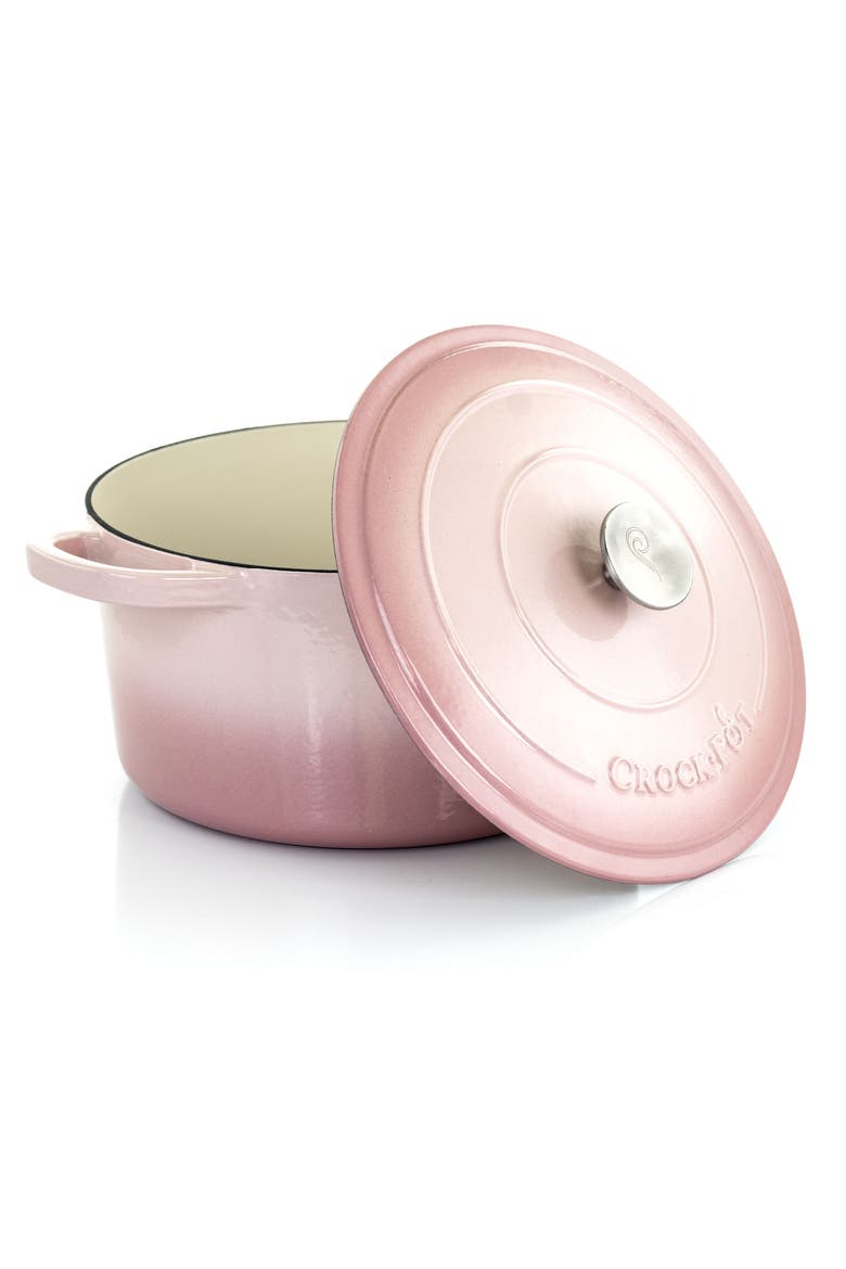Artisan 2 Piece 7 Quarts Enamled Cast Iron Dutch Oven, Alternate, color, Blush Pink