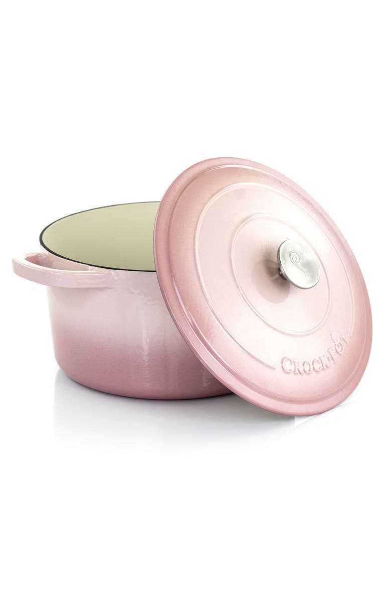 Crock-pot Artisan 2 Piece 7 Quarts Enamled Cast Iron Dutch Oven, Alternate, color, Blush Pink