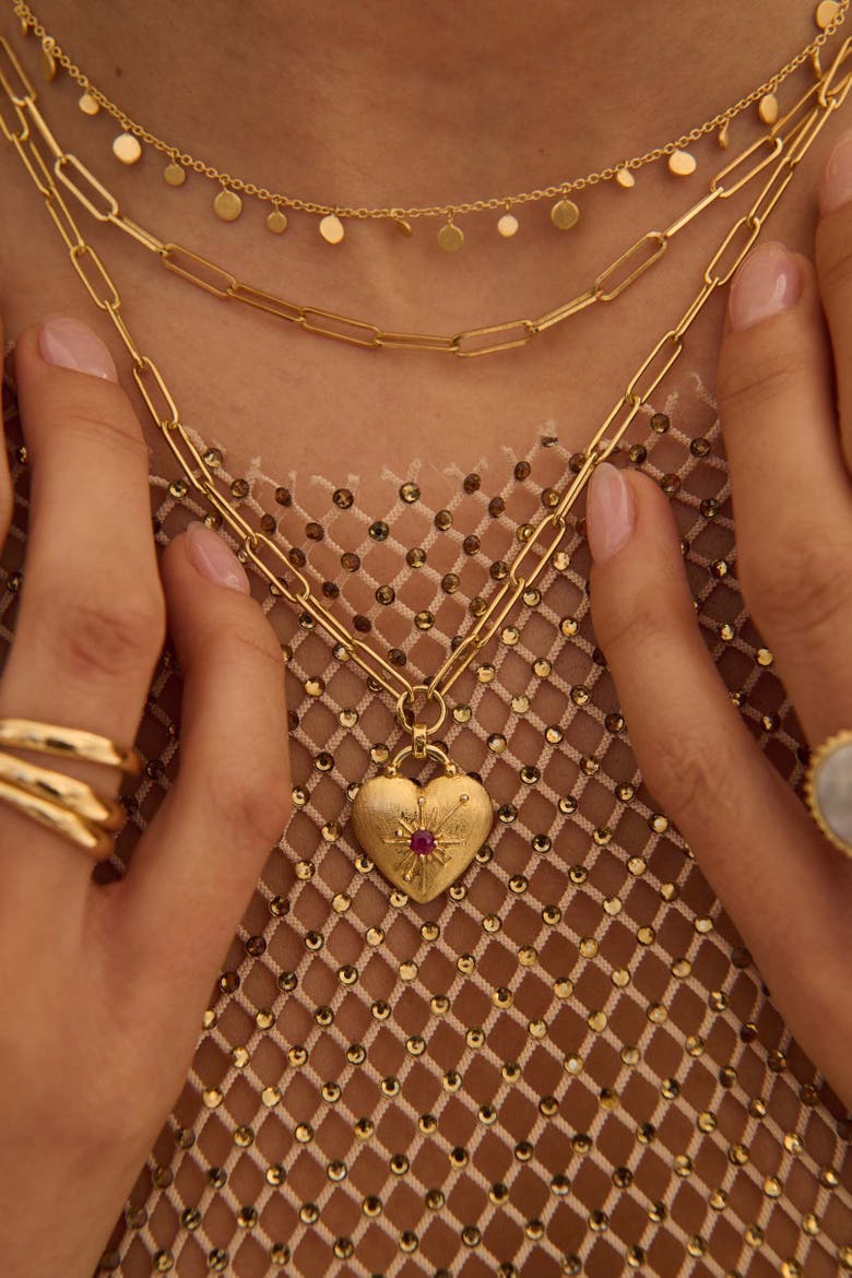 Love You Large Heart Necklace, Alternate, color, Yellow Gold