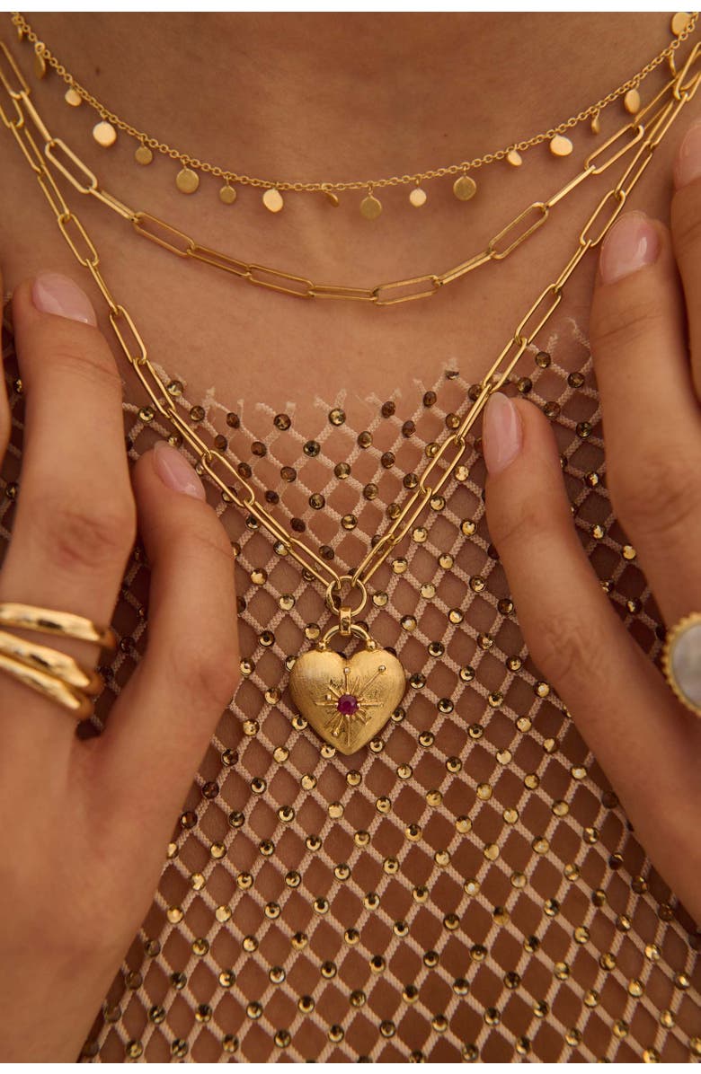 Murkani Love You Large Heart Necklace, Alternate, color, Yellow Gold