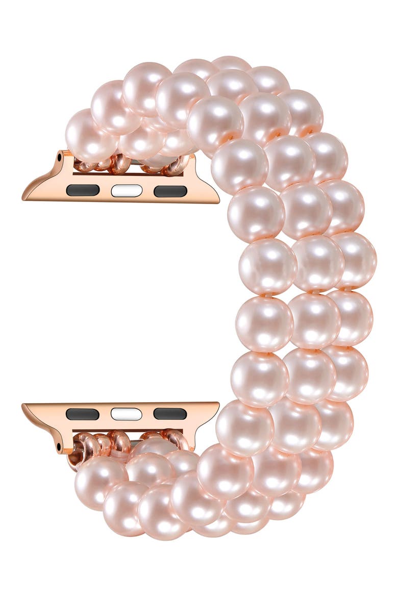 Liz Imitation Pearl Apple Watch® Bracelet Watchband, Alternate, color, ROSE GOLD