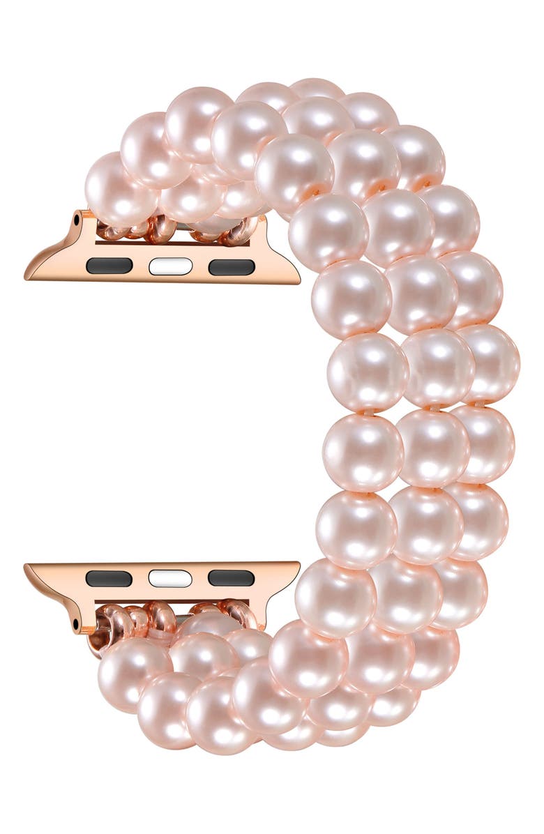 The Posh Tech Liz Imitation Pearl Apple Watch<sup>®</sup> Bracelet Watchband, Alternate, color, Rose Gold