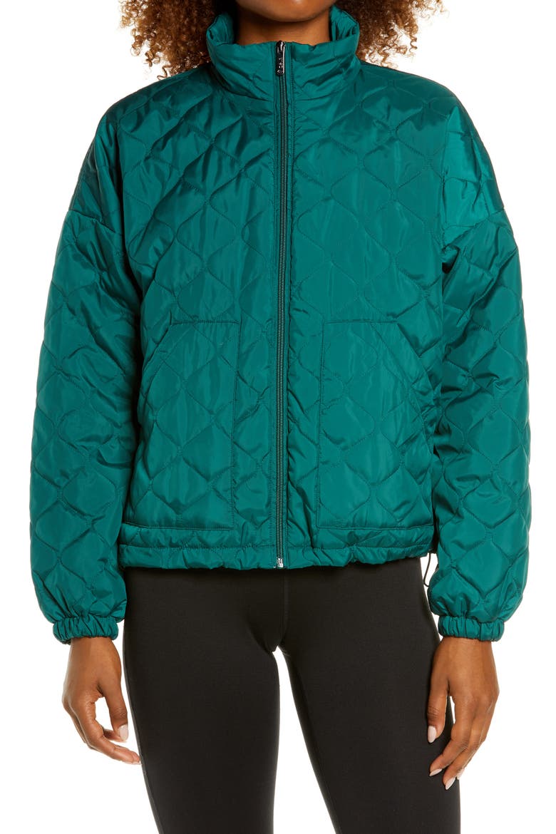 Quilted Bomber Jacket, Alternate, color, GREEN MOSS