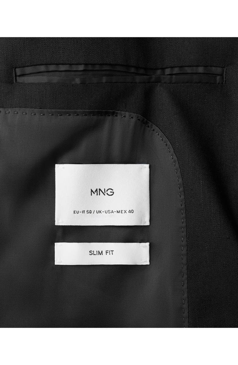 MANGO Slim Fit Linen Blend Sport Coat, Alternate, color, Black