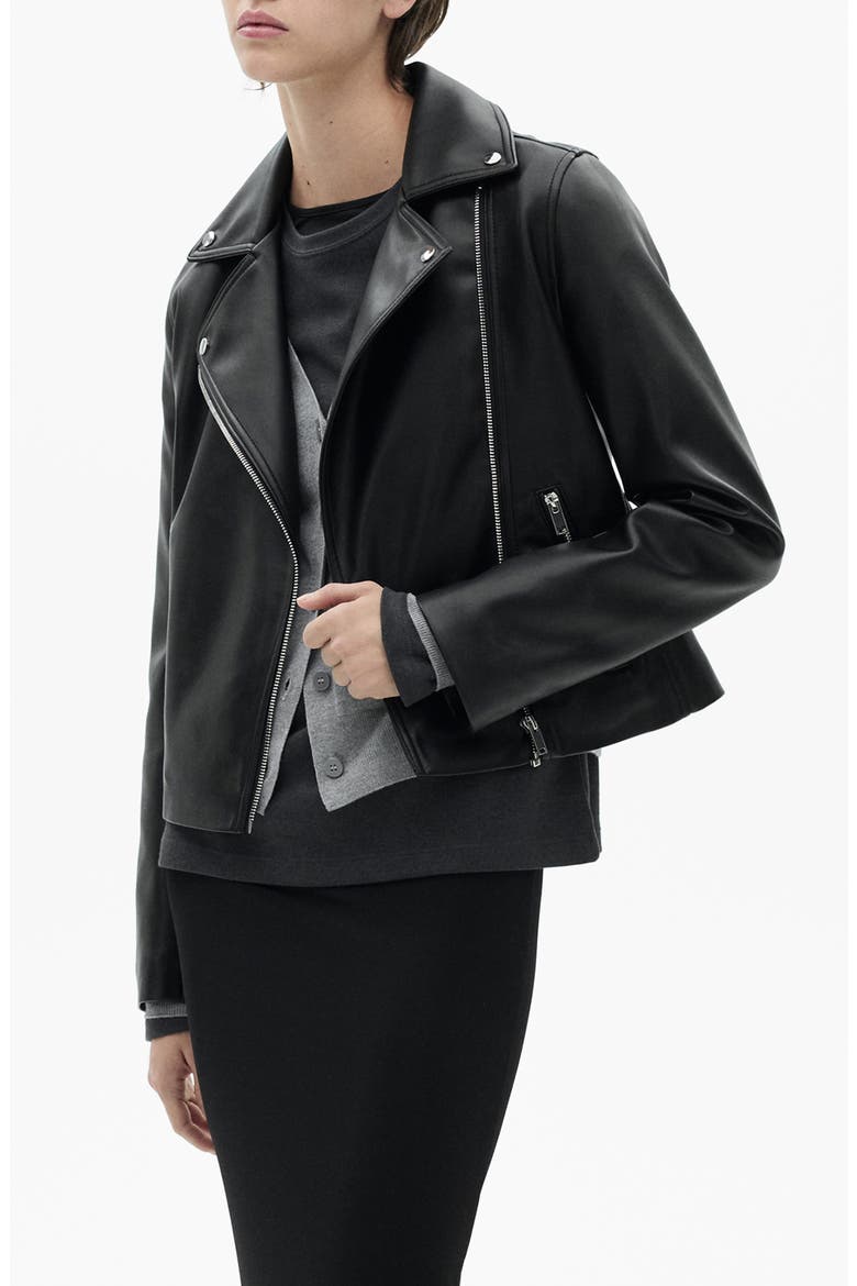 Faux Leather Moto Jacket, Alternate, color, BLACK