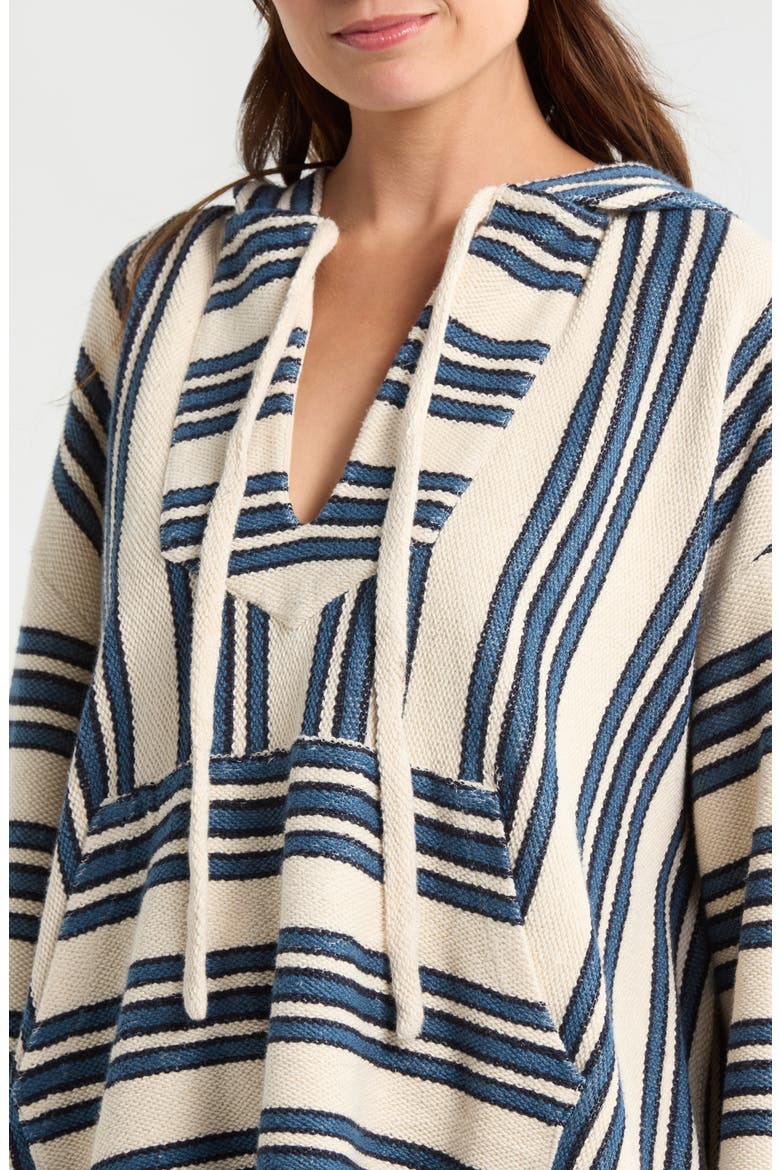 Baja Organic Cotton Beach Hoodie, Alternate, color, KINGFISHER STRIPE
