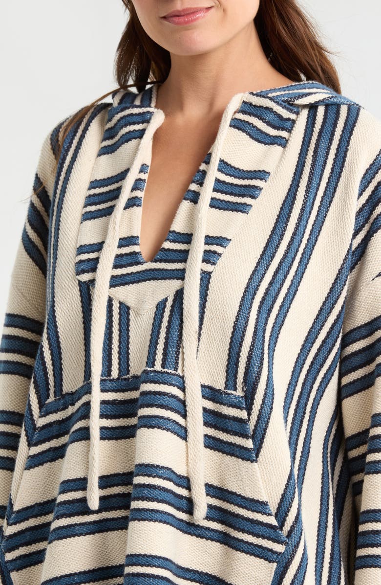 Faherty Baja Organic Cotton Beach Hoodie, Alternate, color, Kingfisher Stripe