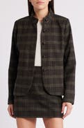 Treasure & Bond Plaid Stand Collar Blazer