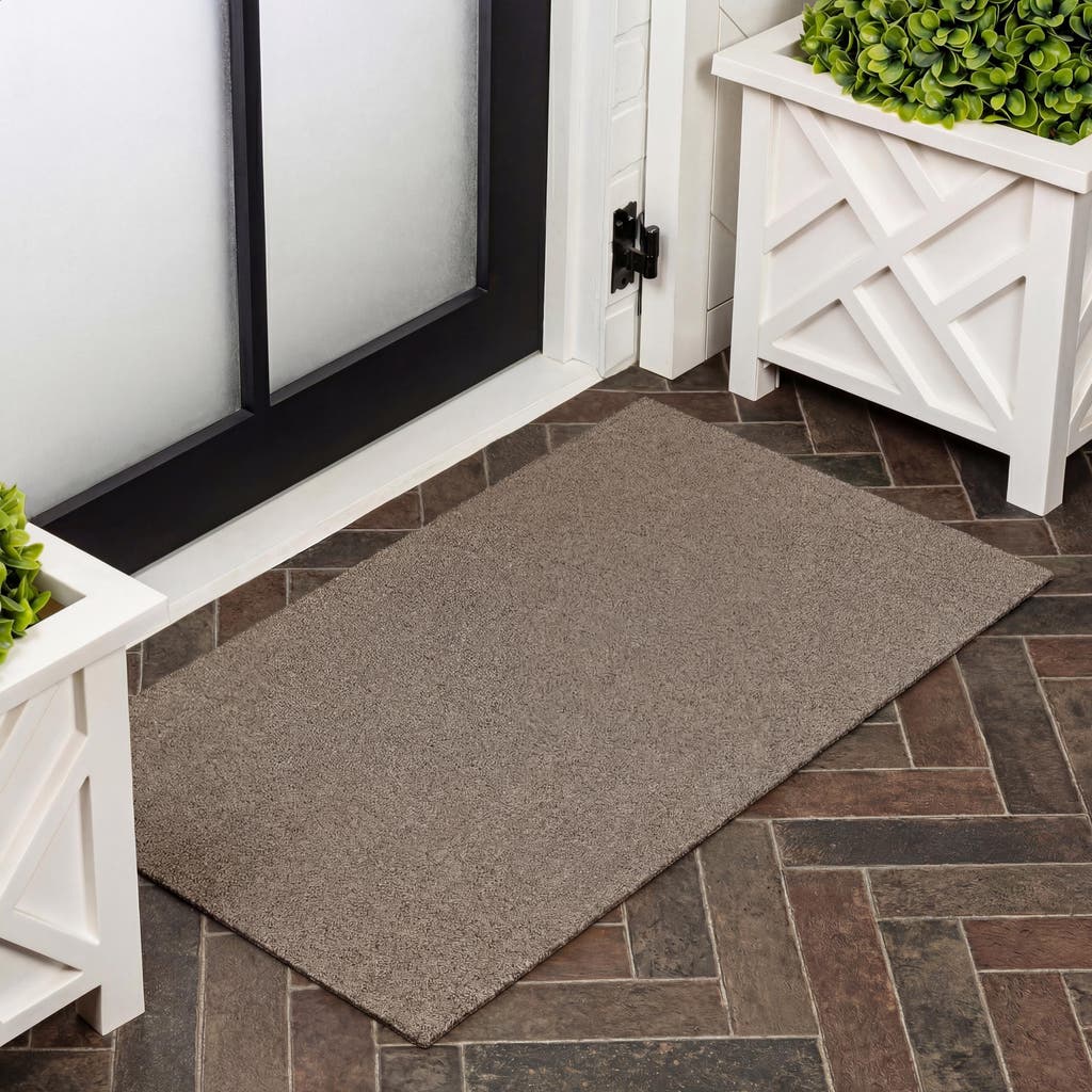 Jonathan Y Designs Peater Classic Casual Commercial Natural Coir Indoor/outdoor Mat In Taupe