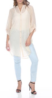 RAIN AND ROSE Semi Sheer Stripe Tunic