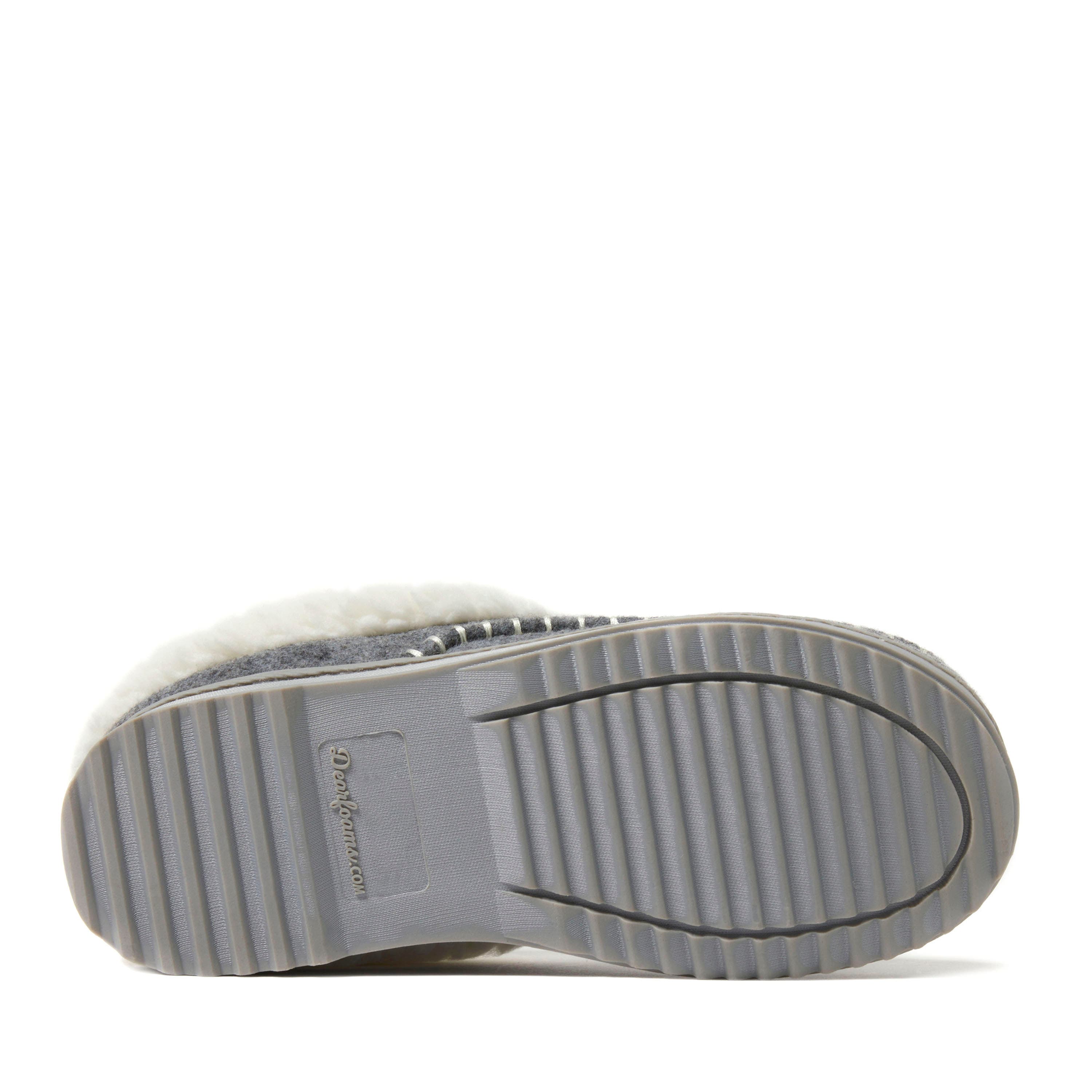 DEARFOAMS Nyla Felted Plaid Moccasin Toe Clog Slipper, Alternate, color, Light Heather Grey