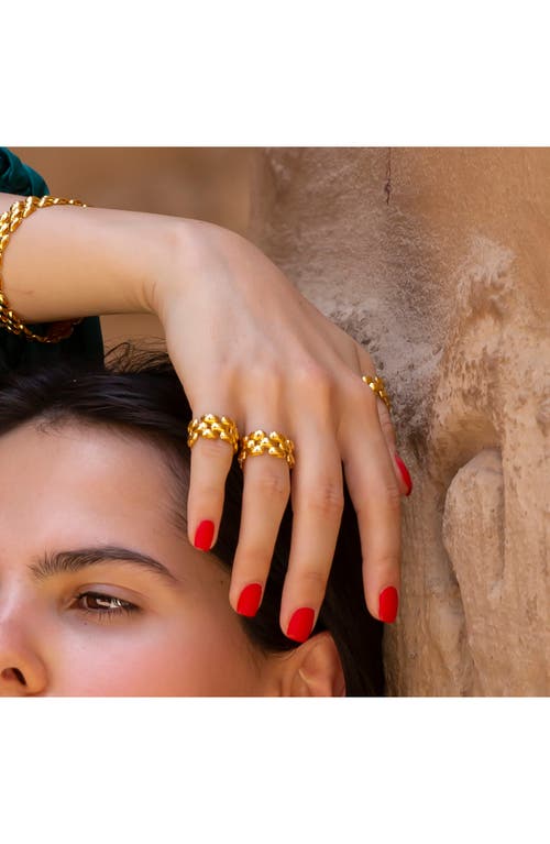 Shop Monica Vinader Heirloom Woven Chain Ring In 18ct Gold On Sterling Silver