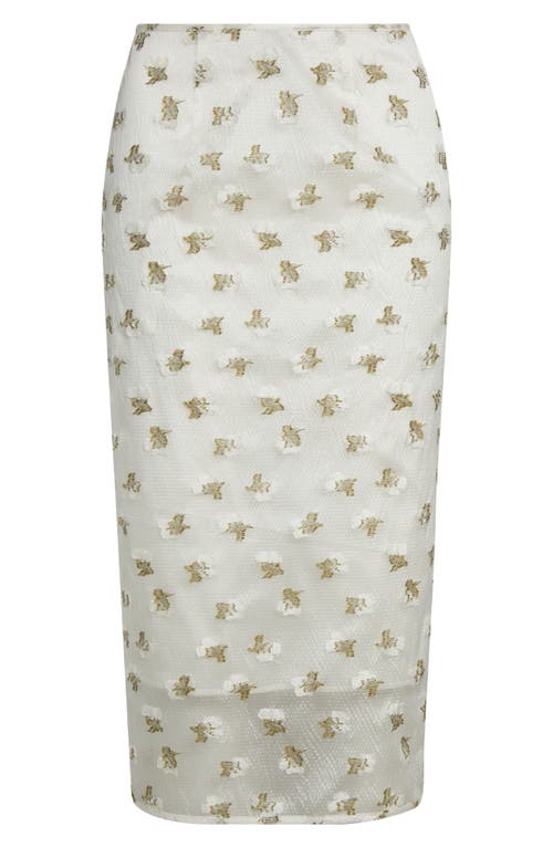 Cecilie Bahnsen Fil Coupé Midi Pencil Skirt In Brown