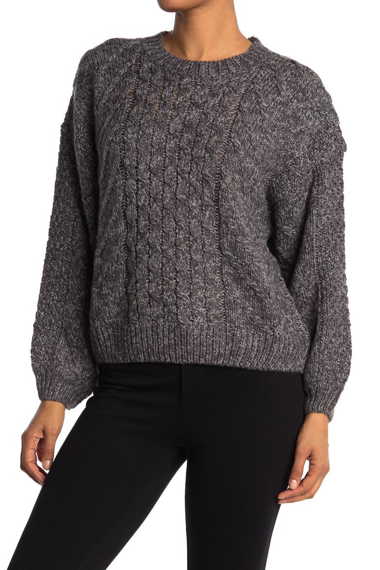 All Over Cable Pullover, Main, color, GREY TWIST