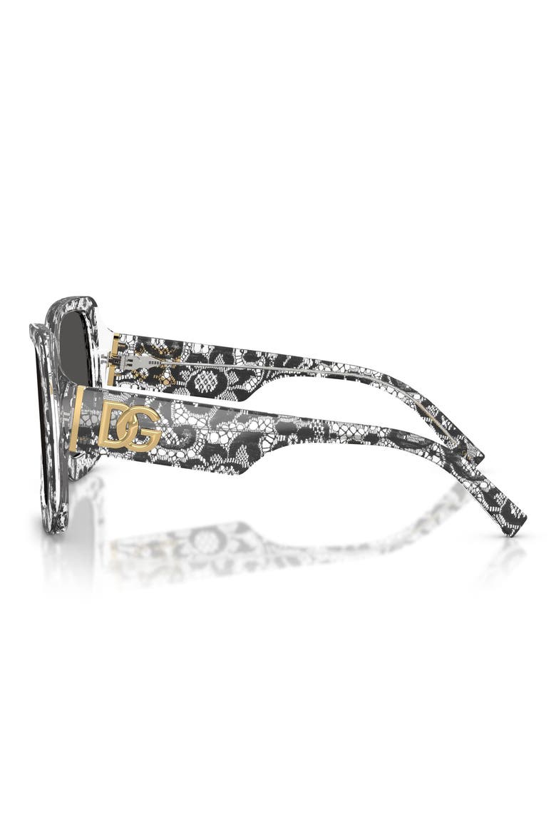 55mm Square Sunglasses, Alternate, color, BLACK LACE / DARK GREY