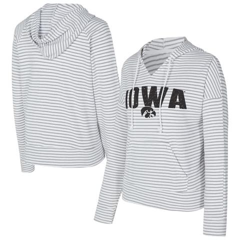 Men's Concepts Sport  White/Gray Iowa Hawkeyes French Terry Striped V-Neck Pullover Hoodie
