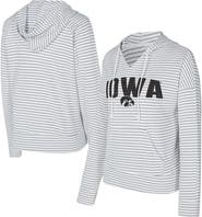 CONCEPTS SPORT Men's Concepts Sport White/Gray Iowa Hawkeyes French Terry Striped V-Neck Pullover Hoodie