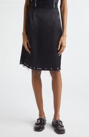 Wales Bonner Iris Studded Frayed Satin Skirt