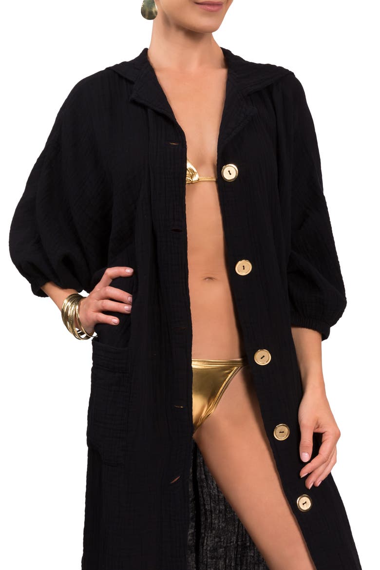 Jade Button-Up Robe, Alternate, color, BLACK