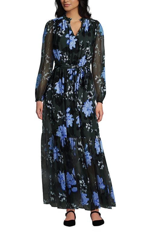 Lands' End Chiffon Tiered Long Sleeve Maxi Dress