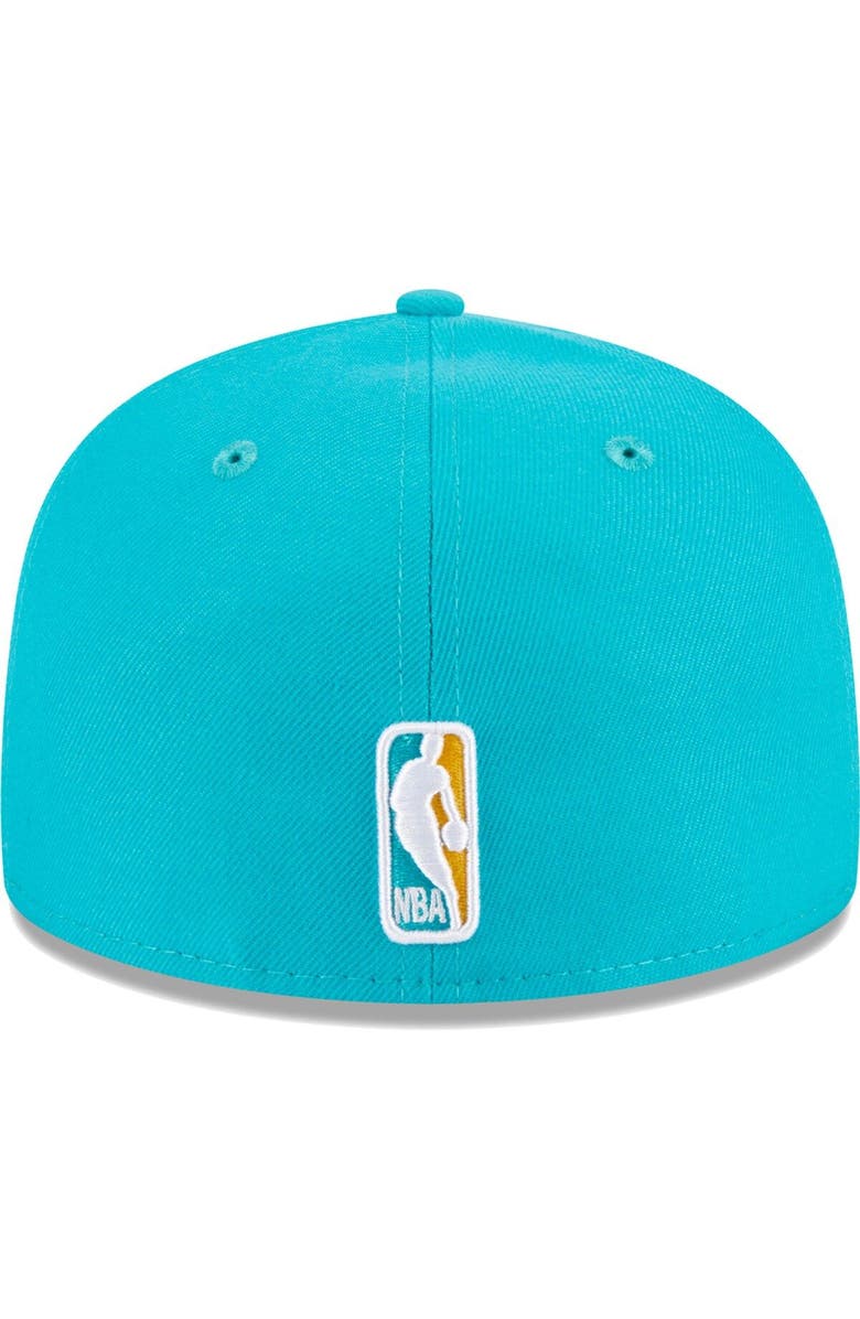 New Era Men's New Era Turquoise New York Knicks 2-Time Champions Breeze Grilled Yellow Undervisor 59FIFTY Fitted Hat, Alternate, color, 